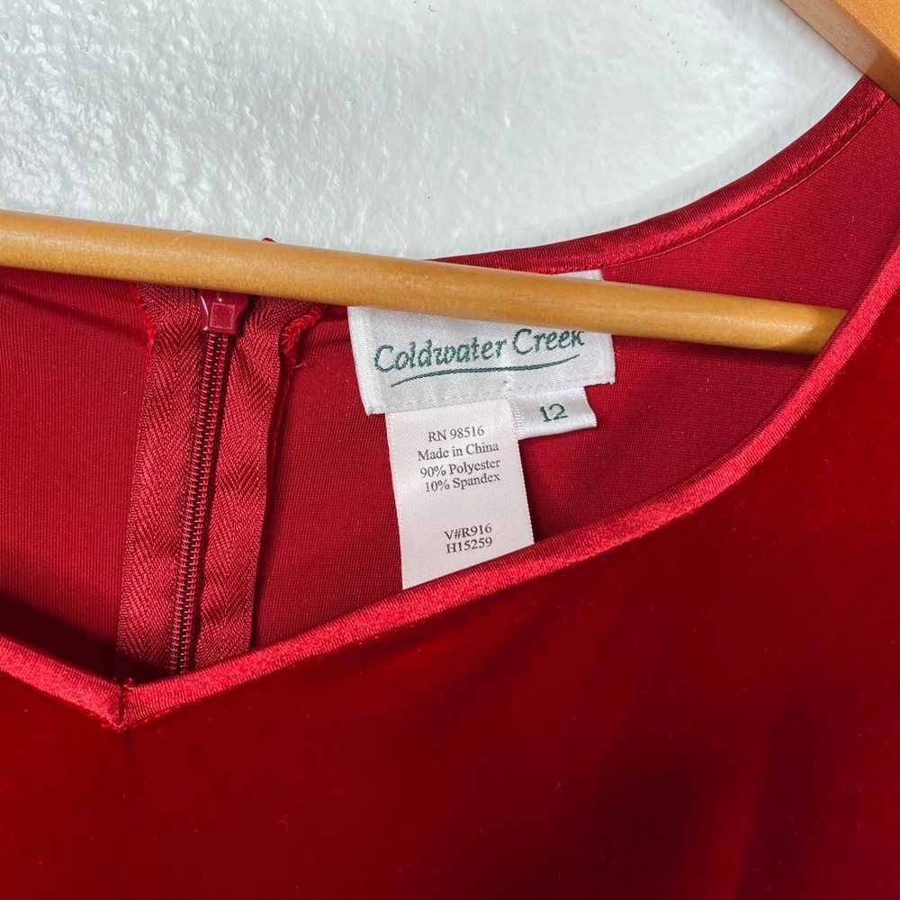 Coldwater Creek Women's Velvet Long Short Sleeves Holiday Dress Red Size 12 - Picture 3 of 13